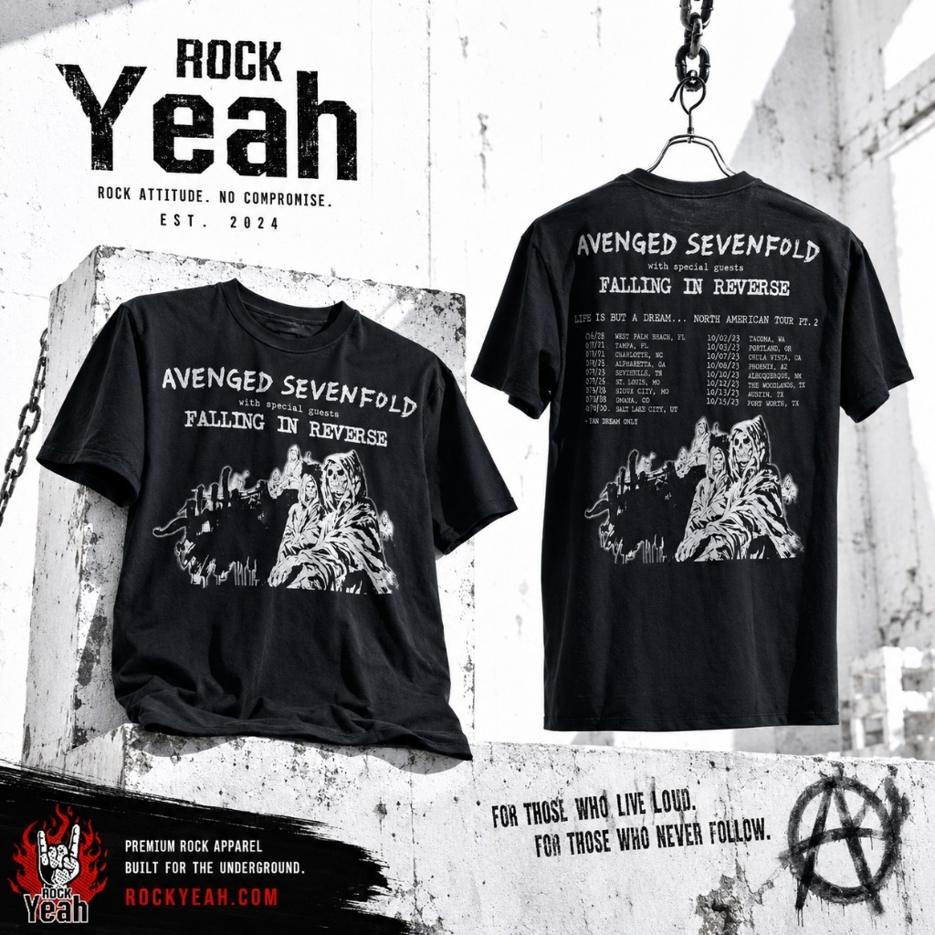 เสื้อวง Avenged Sevenfold ลาย A7X ทัวร์ Life Is But A Dream 2023 สีดำ A7X1904