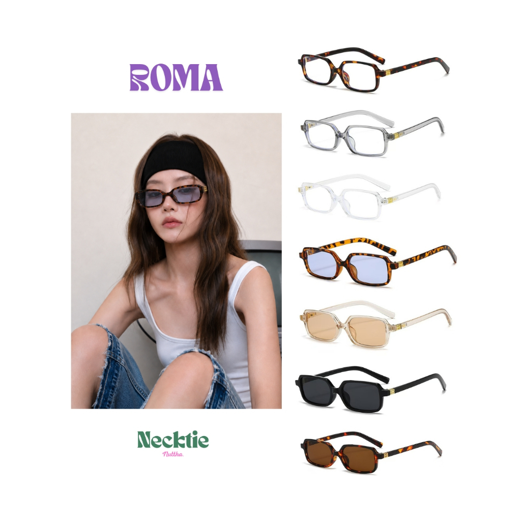 ROMA - พร้อมส่ง แว่นตาเลนส์กรอกแสง รุ่นกรอบเหลี่ยม แว่นตาแฟชั่น Unisex