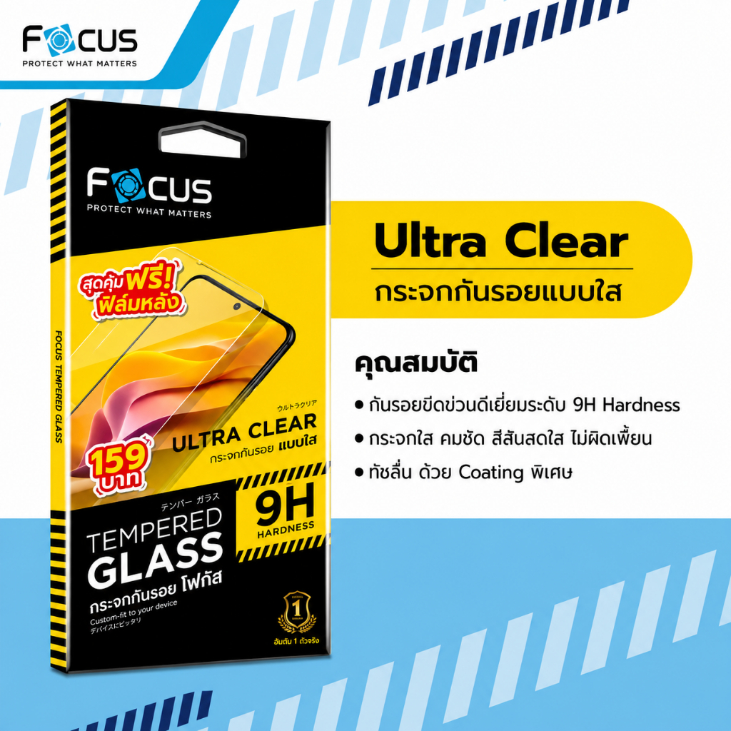 ฟิล์ม Focus ฟิล์มกระจก Samsung A07s  (แถมฟิล์มหลัง)