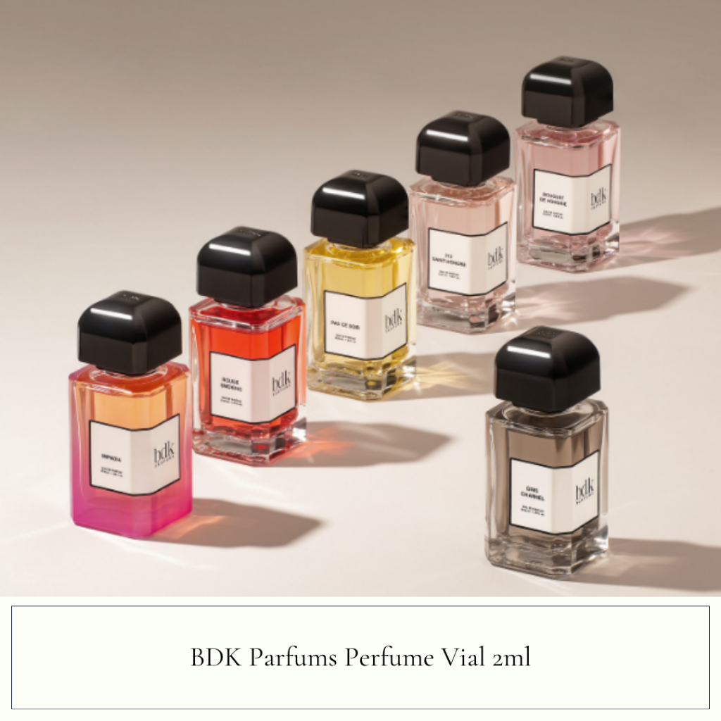 BDK Parfums Perfume Vial 2ml Gris Charnel, Tabac Rose, Vanille Caviar, Velvet Tonka