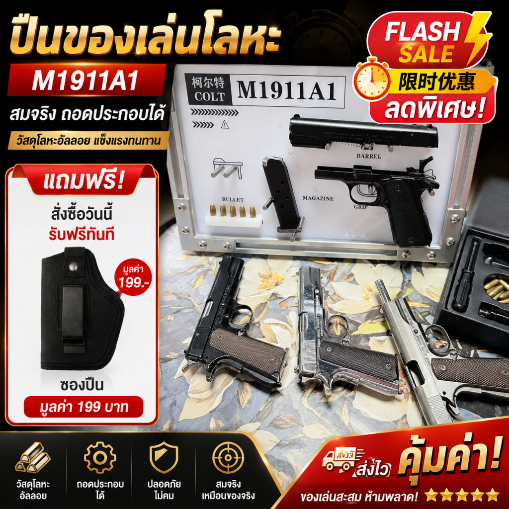 🎁1911 ของเล่นโลหะ ของสะสมแบบถอดประกอบได้ 🎁 สั่งซื้อวันนี้รับฟรีกระเป๋าป้องกัน🎁