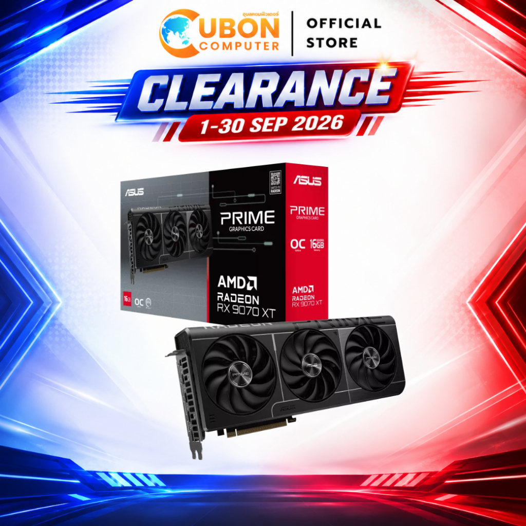 VGA (การ์ดจอ) ASUS PRIME AMD Radeon RX 9070 XT GAMING 16GB GDDR6 OC EDITION ประกันศูนย์ 3 ปี