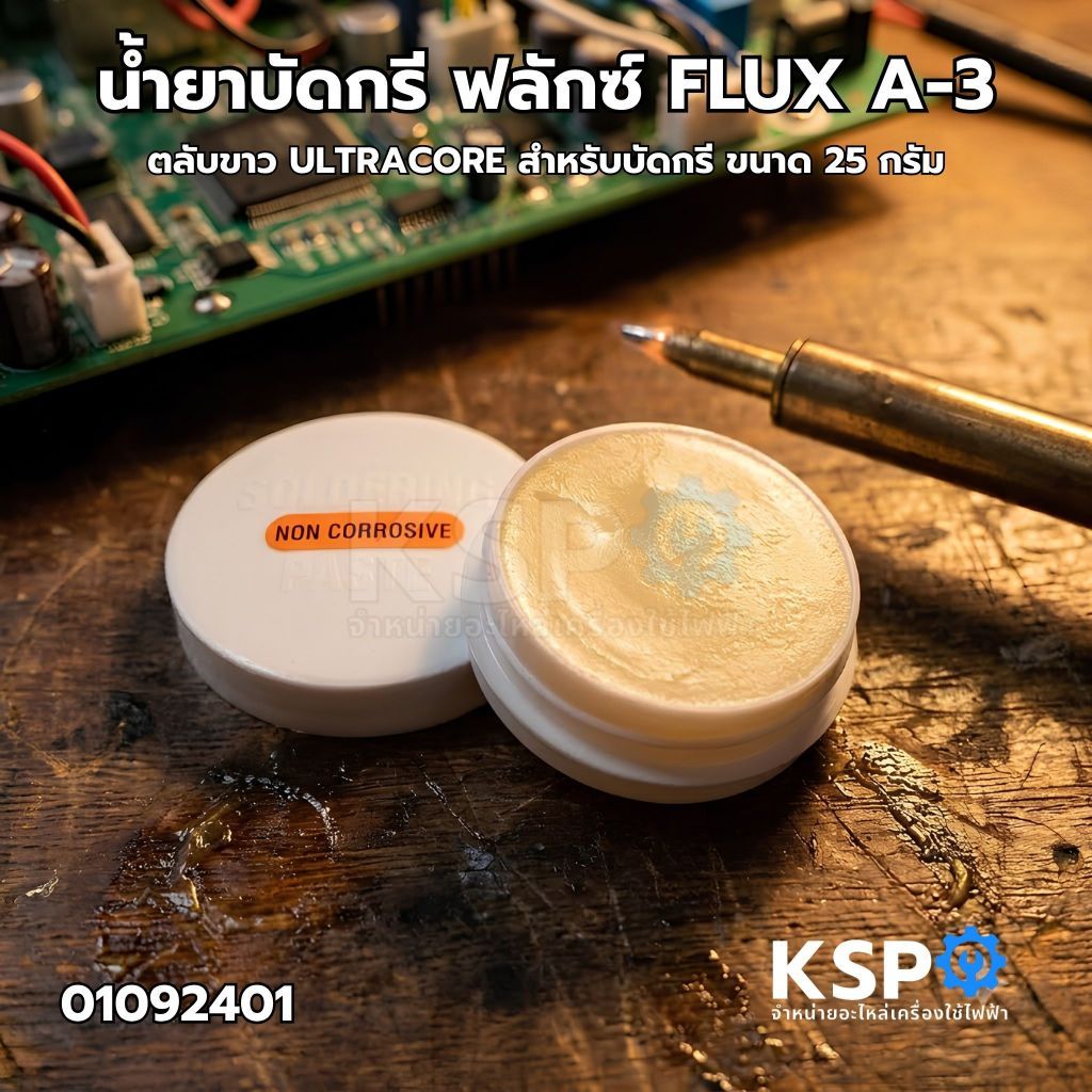 น้ำยาบัดกรี ฟลักซ์ FLUX A-3 ตลับขาว ULTRACORE น้ำยาประสานสำหรับบัดกรี Flux or Soldering Paste ขนาด 25 กรัม อุปกรณ์ช่าง
