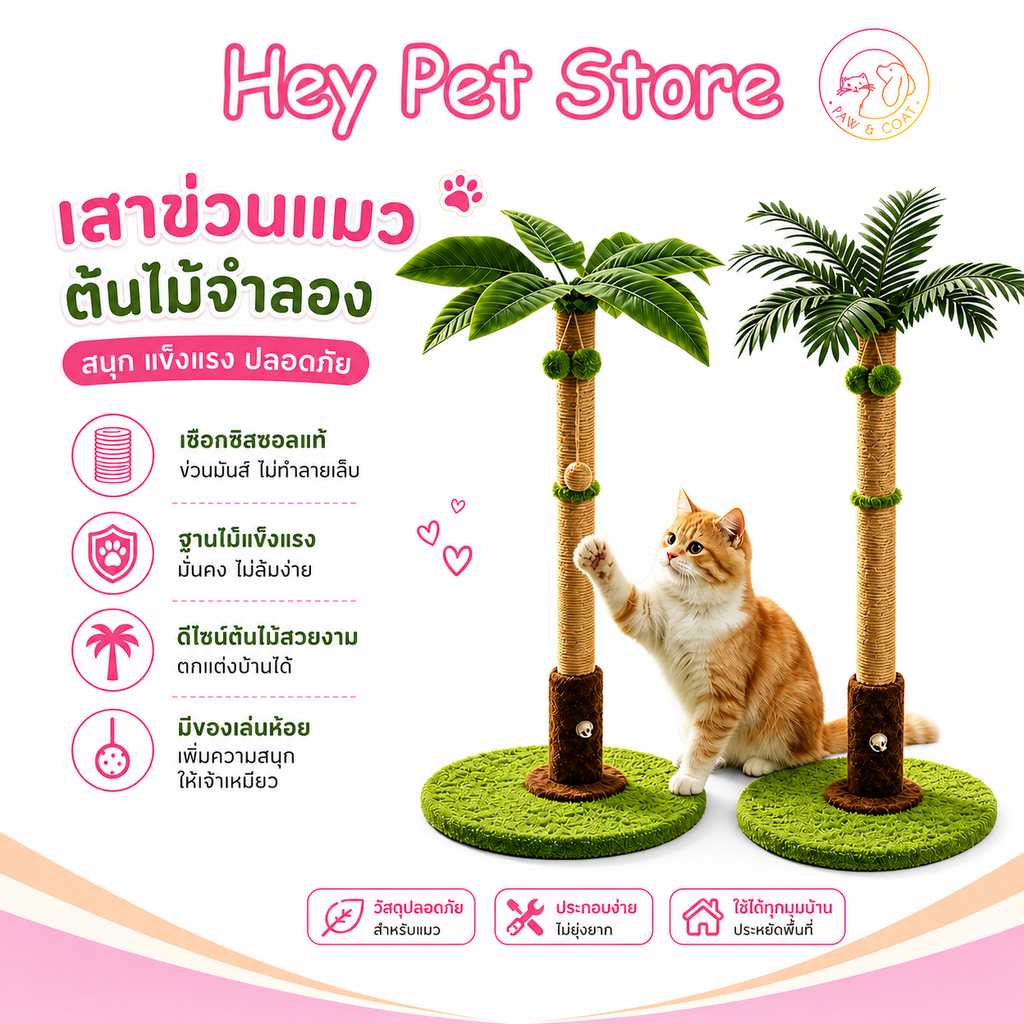 กรอบปีนแมว คอนโดแมวต้นไม้ ต้นไม้ใหญ่โครงปีนแมว ลับเล็บแมว ของเล่นแมว สูง90 cm