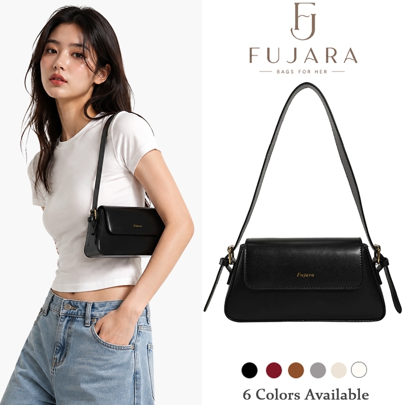 FUJARA กระเป๋าสะพายข้างผู้หญิง ทำงานประจำวัน สายสะพายไหล่ปรับได้ ช่องใส่ของกว้าง กระเป๋าแฟชั่นมินิมอล 6สี