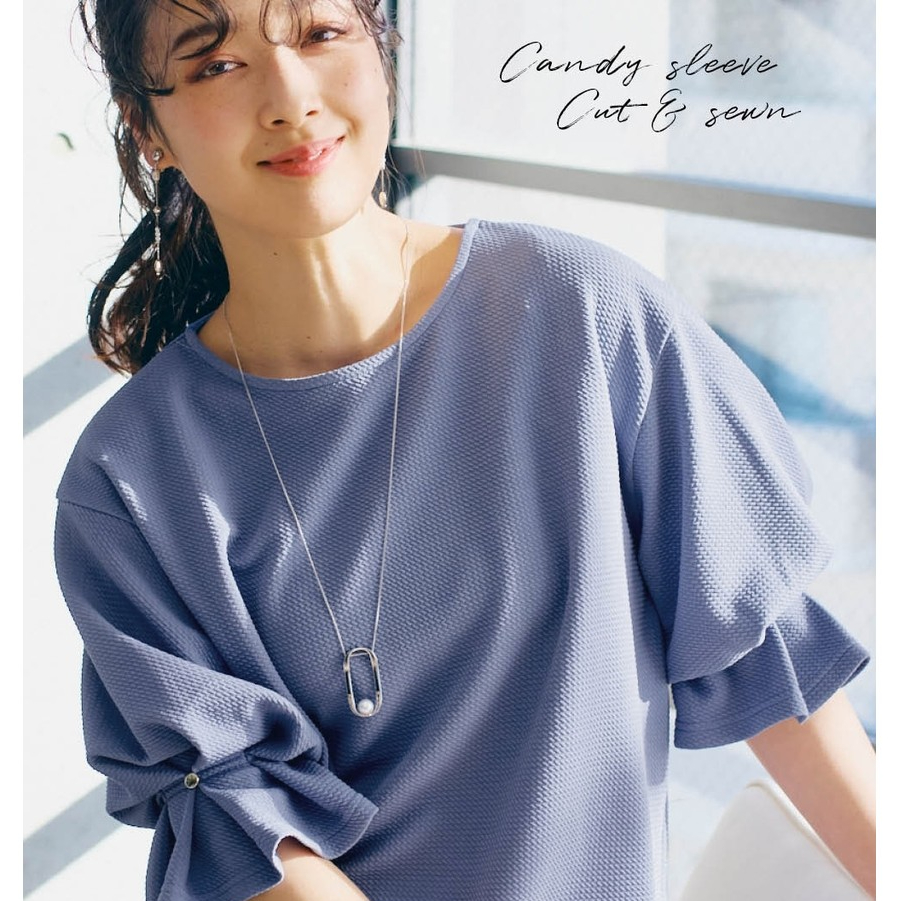 เสื้อคัตโซว์แขนพอง ลายป๊อปคอร์น ผ้าไม่ยับ มีไซส์ใหญ่ พลัสไซส์ พรางหุ่น แขนตุ๊กตา ซักง่าย