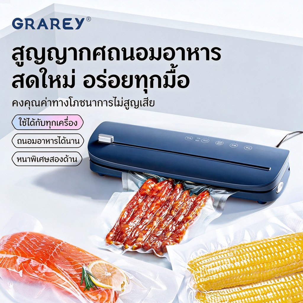 ชุดรวมโปรโมชั่น GRAREY ถุงเรียบ ถุงสูญญากาศ ถุงใส่น้ำจิ้ม ถุงซีลสูญญากาศ ใส่อาหาร Vacuum Bag