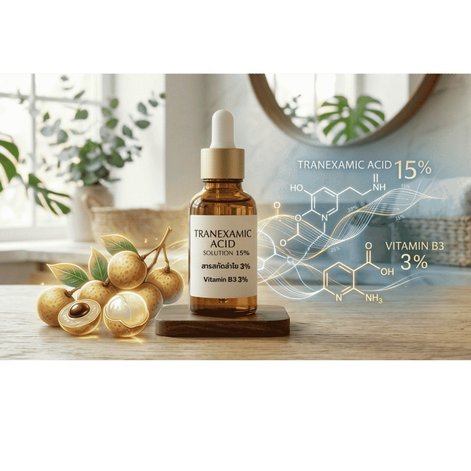 หัวเชื้อ TRANEXAMIC ACID SOLUTION ผสมสารสกัดลำไยและสารสกัด Vitamin B3 ขนาด 10 mL.