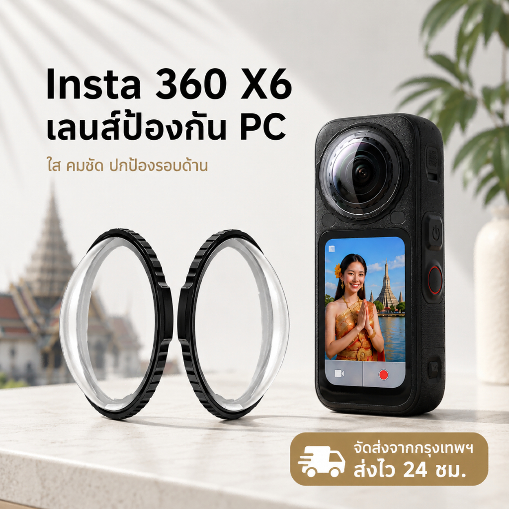 ฝาครอบเลนส์ Insta360 X6 วัสดุ PC ใส กันรอย Lens Guard Protector ป้องกันเลนส์กล้อง 360