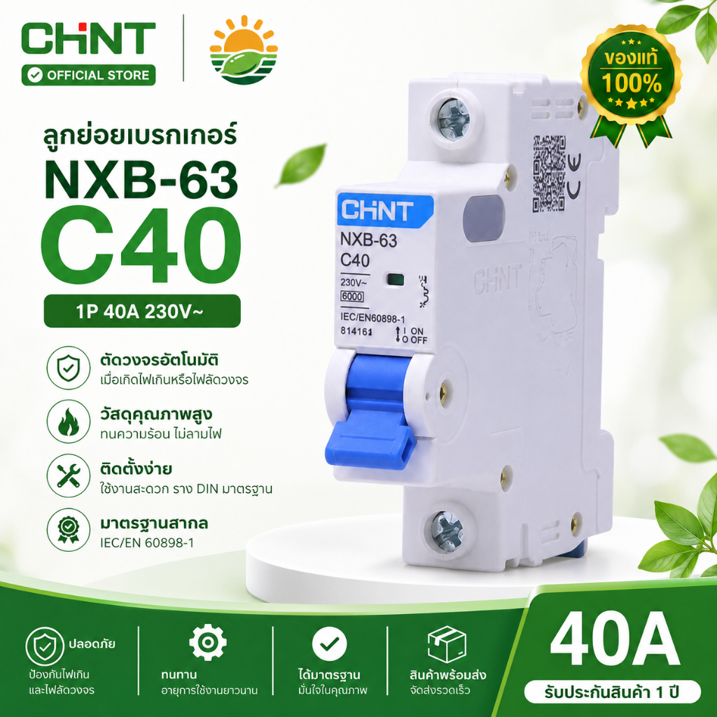 ลูกย่อยเบรคเกอร์ CHINT 40a CHINT NXB-63