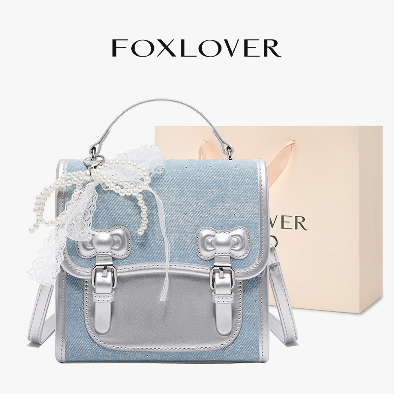 FOXLOVER حقيبة ظهر نسائية لطيفة بتعليقة لؤلؤ