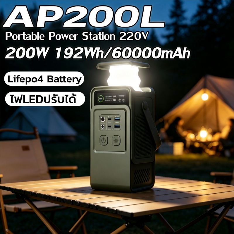 UAPOW AP200L 200W Mini Power Station 192Wh/60000mAh Lithium Battery Small Generator Emergency Power 