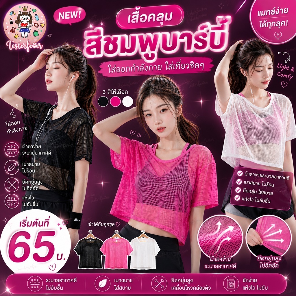 พร้อมส่ง*เสื้อคลุม ชุดออกกำลังกาย ชุดว่ายน้ำ เสื้อนอก เสื้อคลุมชายหาด ผ้าตาข่ายแขนสั้น