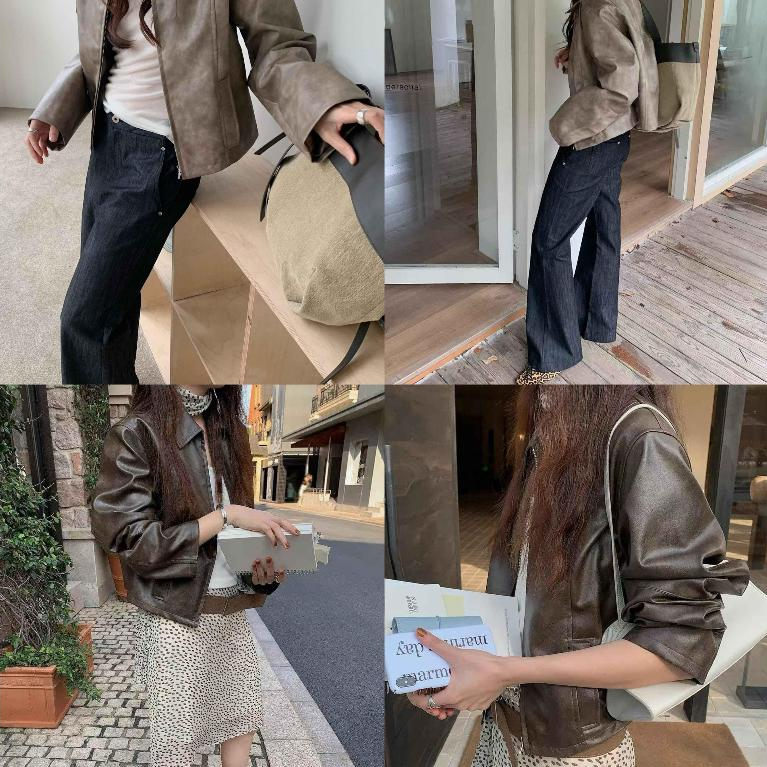 INBYIN - แจ็กเก็ตหนังวินเทจ VINTAGE LEATHER JACKET - I4115