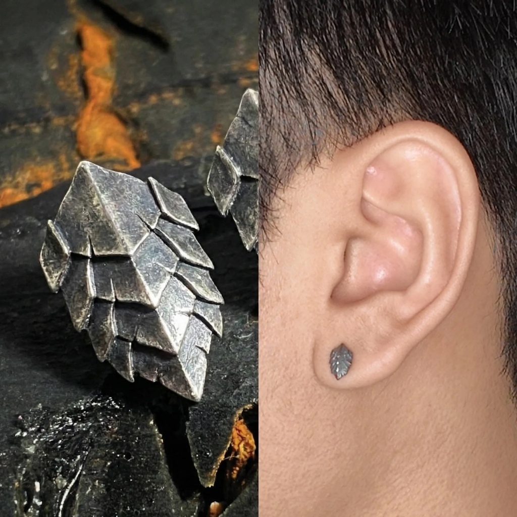 ต่างหูแป้นเงินแท้ "แบบเจาะ" รุ่น Typhon (SE)