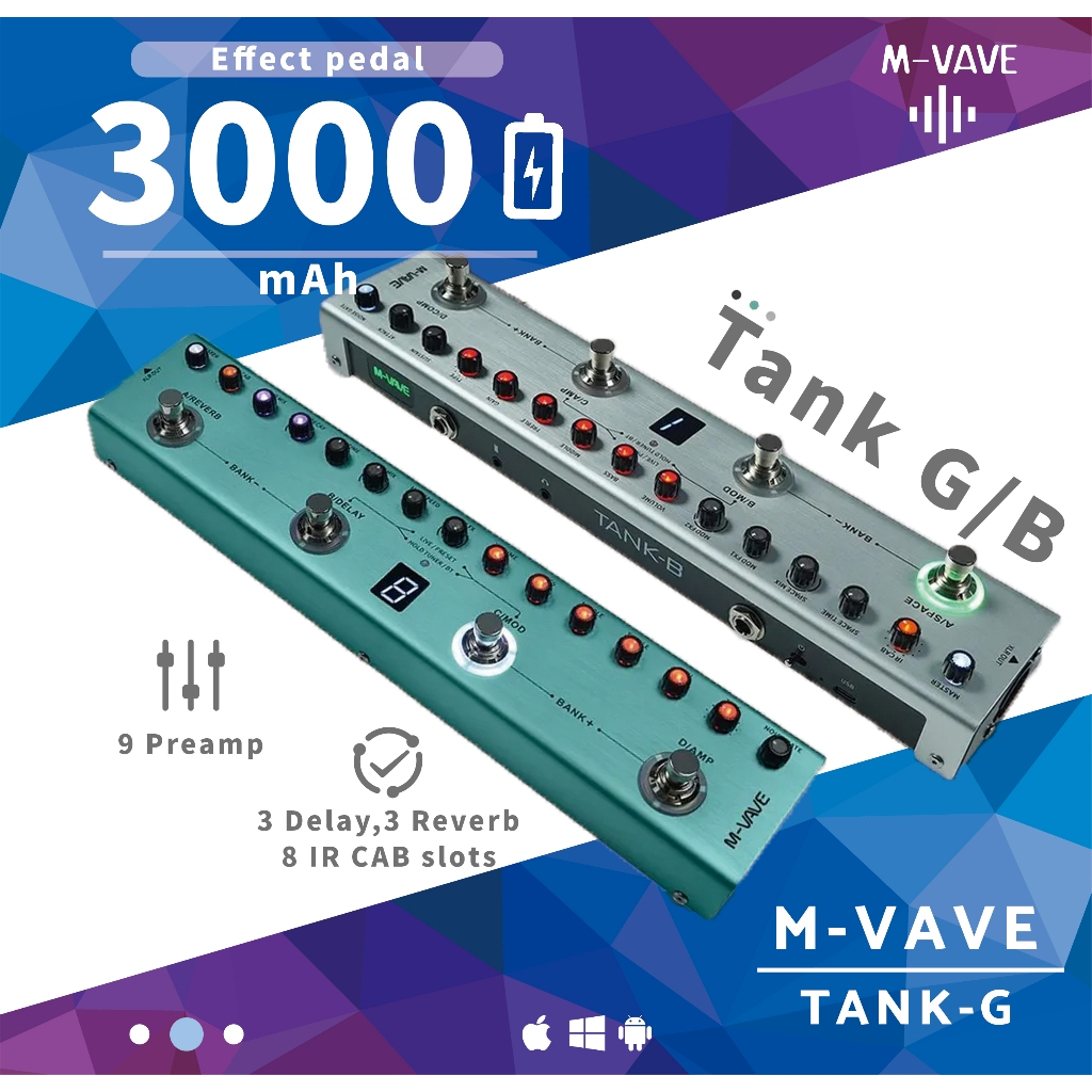 M-VAVE Tank G V2 Portable Guitar Multi-Effects Pedal with 36 Editable Presets