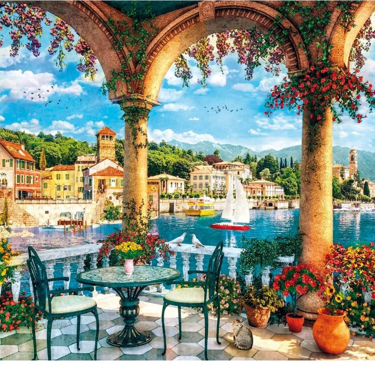 Jigsaw Puzzle Clementoni - Balcony View on Lake Como 1000 Piece. จิ๊กซอว์ 1000 ชิ้น มีสินค้าที่ไทย พ