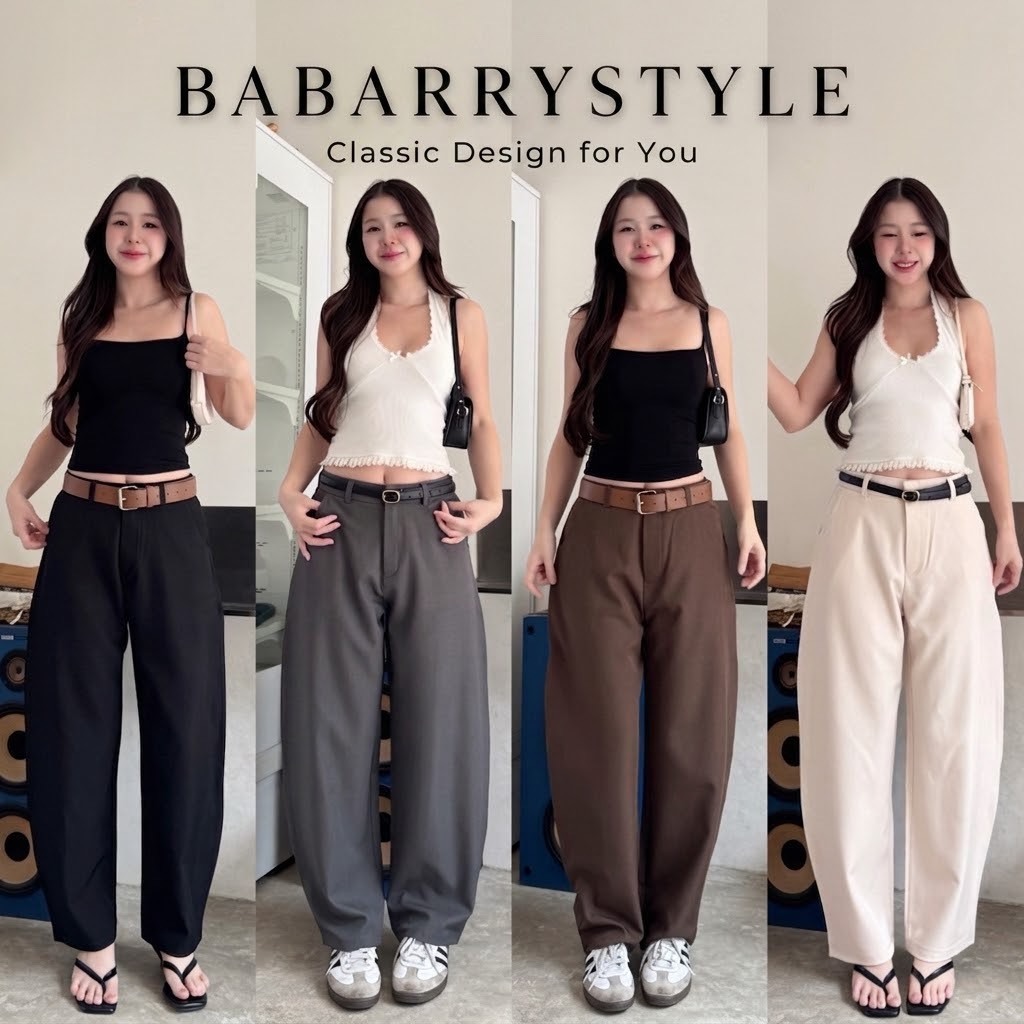 Babarry Pant Style กางเกงขายาว ผู้หญิง รุ่น kanya ทรงบอลลูน (Balloon) ปลายขาโค้ง P-J