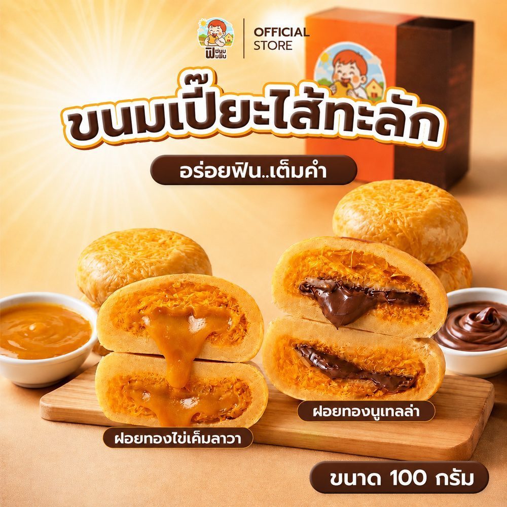 (1ชิ้นแถม1ชิ้น) เซทขนมเปี๊ยะฟินฟินขนาด100กรัม