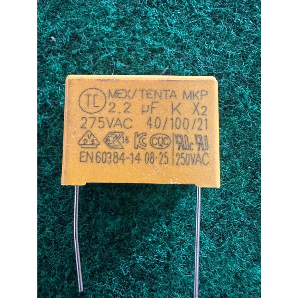 ตัวเก็บประจุฟิล์มโพลีโพรพิลีน 275VAC X2 Series 22.5mm  C 2.2uF , C 1.2uF , C 1.5uF , C 1.0uF , C 0.8