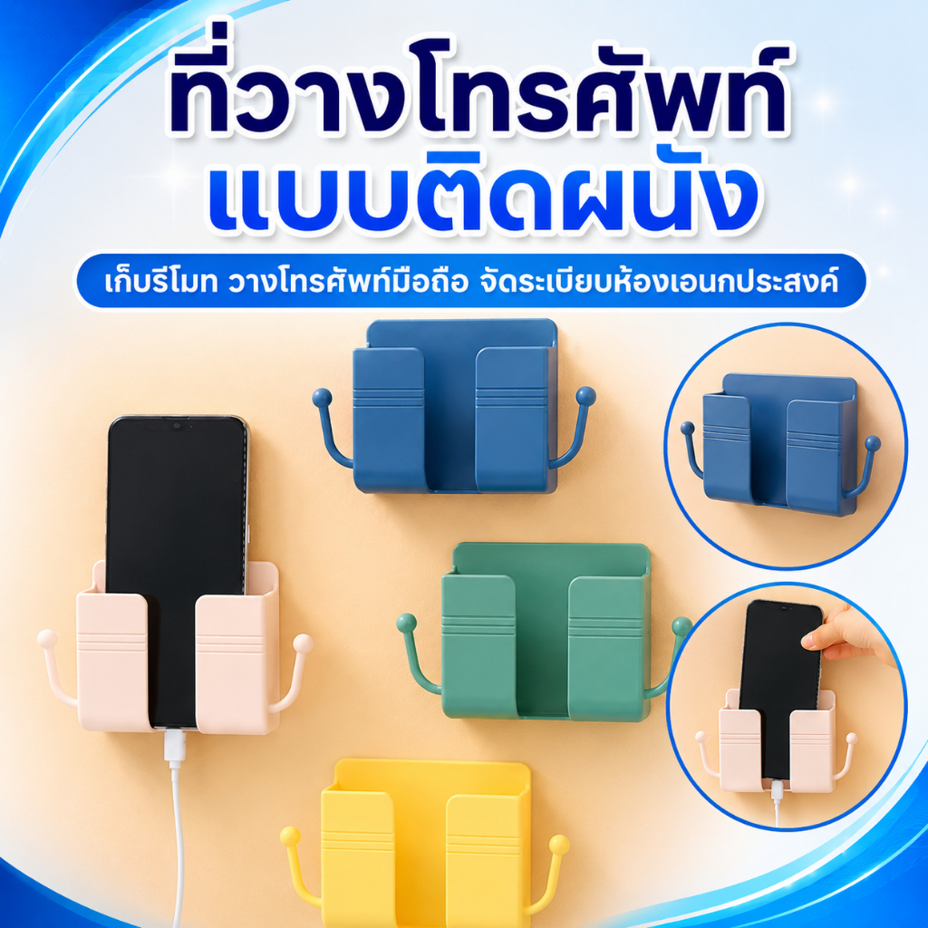 ที่วางโทรศัพท์แบบติดผนัง กล่องเก็บรีโมท กล่องวางโทรศัพท์มือถือ ใส่รีโมท จัดระเบียบห้องเอนกประสงค์