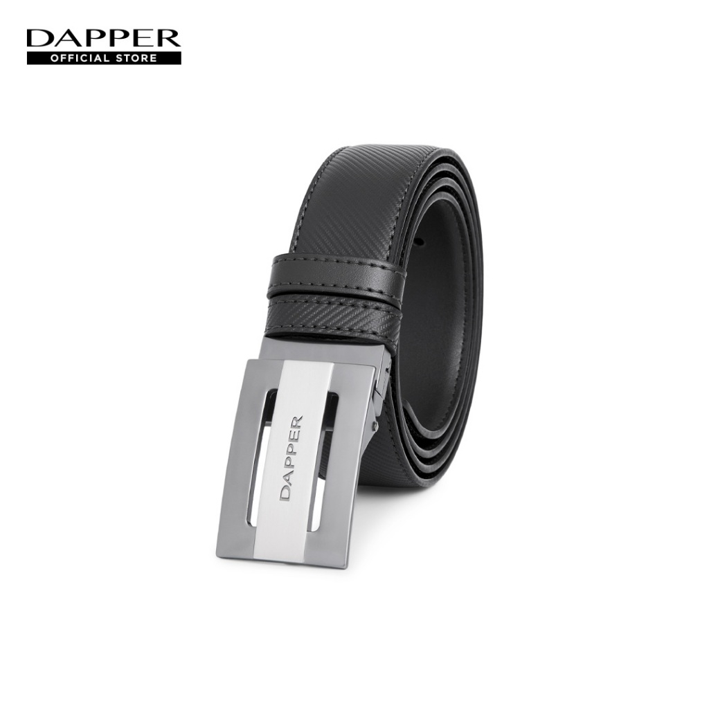 DAPPER เข็มขัดหนังแท้ Diagonal Reversible Belt แบบใส่ได้ 2 ด้าน สีดำ (BBC/BK/1950PG6)