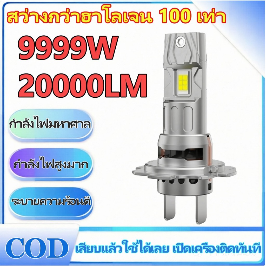 เสียบแล้วใช้ได้เลย💡 H4/H7/H1 ไฟหน้ารถยนต์ LED 2 ชิ้น หลอดไฟหน้ารถยนต์  ไฟหน้ารถหลอดไฟ ซุปเปอร์สว่าง 