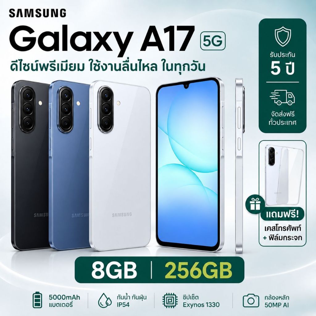 Samsung Galaxy A17 5G 8GB+256GB กล้อง 50MP แบต 5000mAh จอใหญ่ พร้อมส่ง