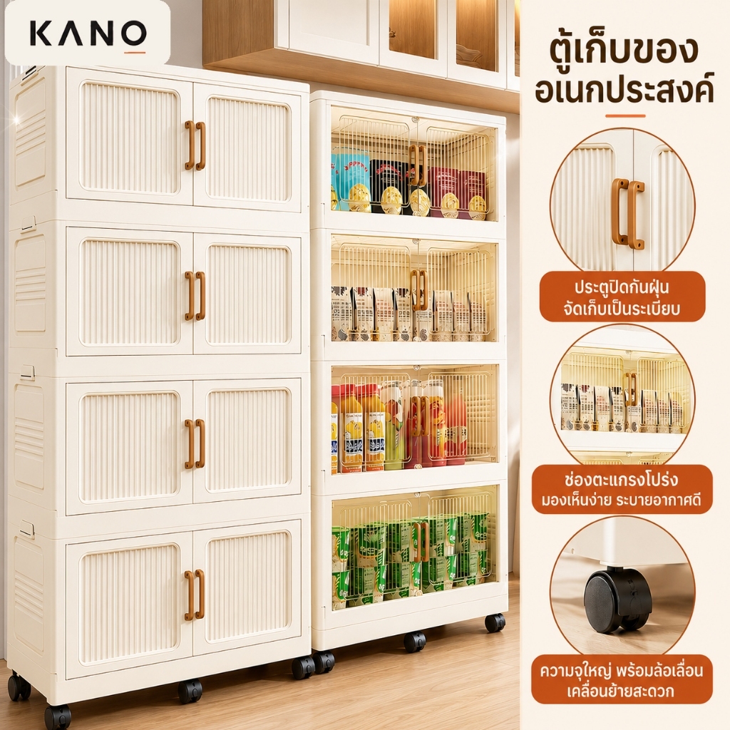 KANO ตู้เก็บของ 50/60/70/80cm ตู้อเนกประสงค์  วางซ้อนได้สูง มีล้อ
