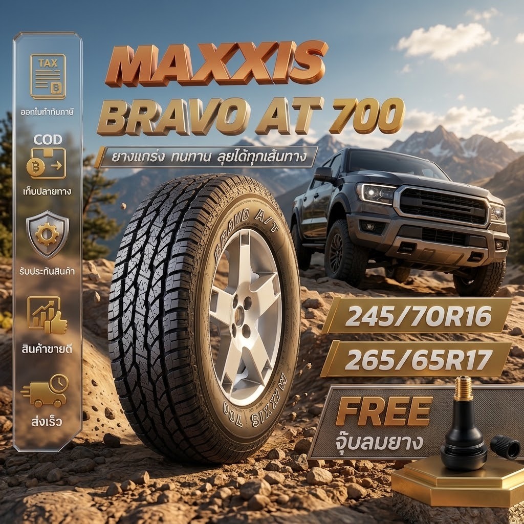 ยางรถยนต์ ขนาด 245/70R16 ,265/65R17 รุ่น AT700 ยี่ห้อ MAXXIS