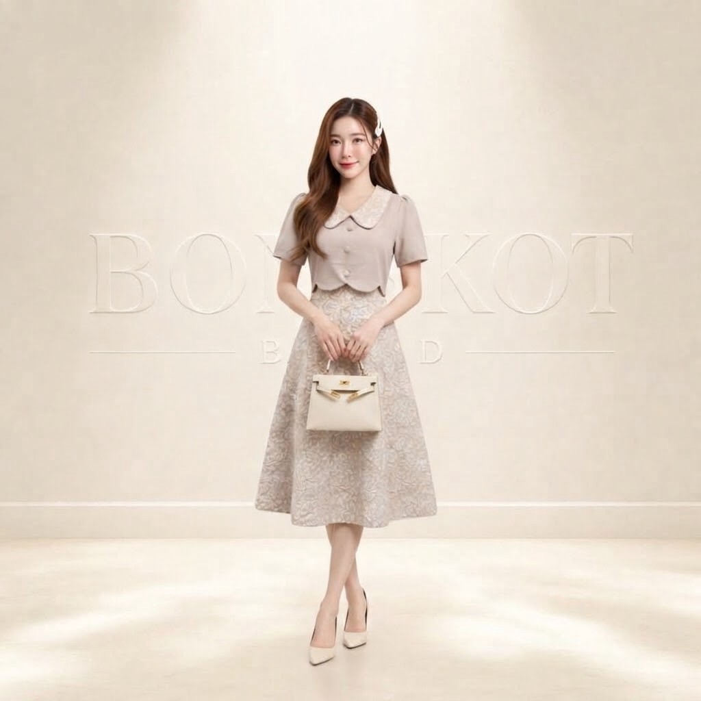 NL21 AmelieDress( อเมลี ) เดรสเดรสออกงาน ชุดทำงานคอปกแต่งกระดุมดีเทลสวยสุภาพเรียบหรู ยาว40นิ้ว รูปที่ 2