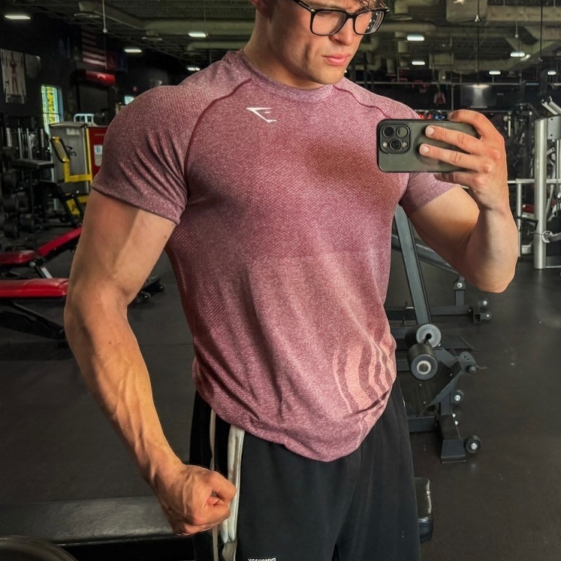 [100% Original] Gymshark vital Men's Seamless Short-Sleeve Sports Tights - Moisture-Wicking Quick-Dr