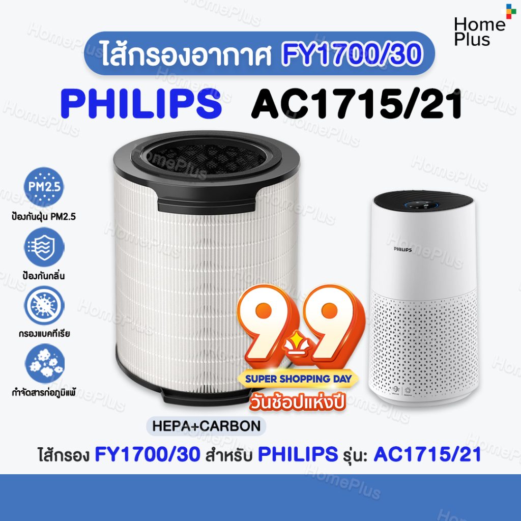 [พร้อมส่ง] ไส้กรองอากาศ Philips AC1715/21 ไส้กรองเครื่องฟอกอากาศ Philips FY1700/30 Air Purifier Nano Protect HEPA Filter
