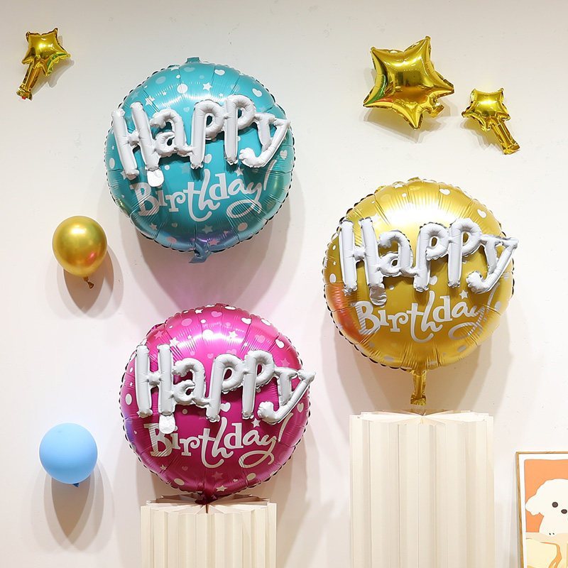 【จัดส่งวันนี้】22นิ้ว ทรงกลมลูกโป่งฟอยล์ Happy Birthday ลูกโป่งวันเกิด สําหรับตกแต่งปาร์ตี้วันเกิด