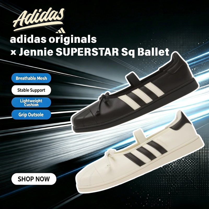 【รองเท้าวิ่งของแท้100%】⭐adidas originals × Jennie SUPERSTAR Sq Ballet