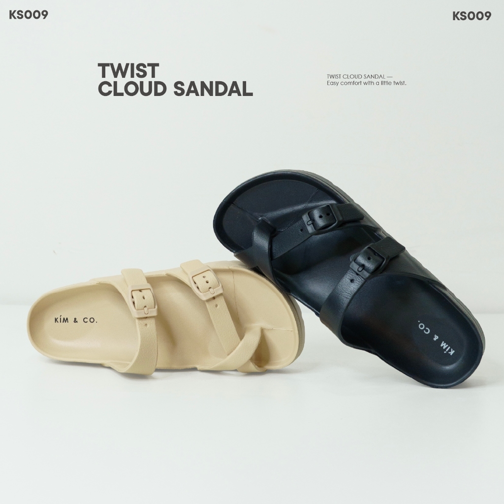 KIM&CO. ORIGINAL - TWIST CLOUD SANDAL (KS009W) รองเท้าแตะแฟชั่น Unisex รองเท้าแตะเกาหลี มินิมอล สายไขว้ ปรับได้ 2 จุด