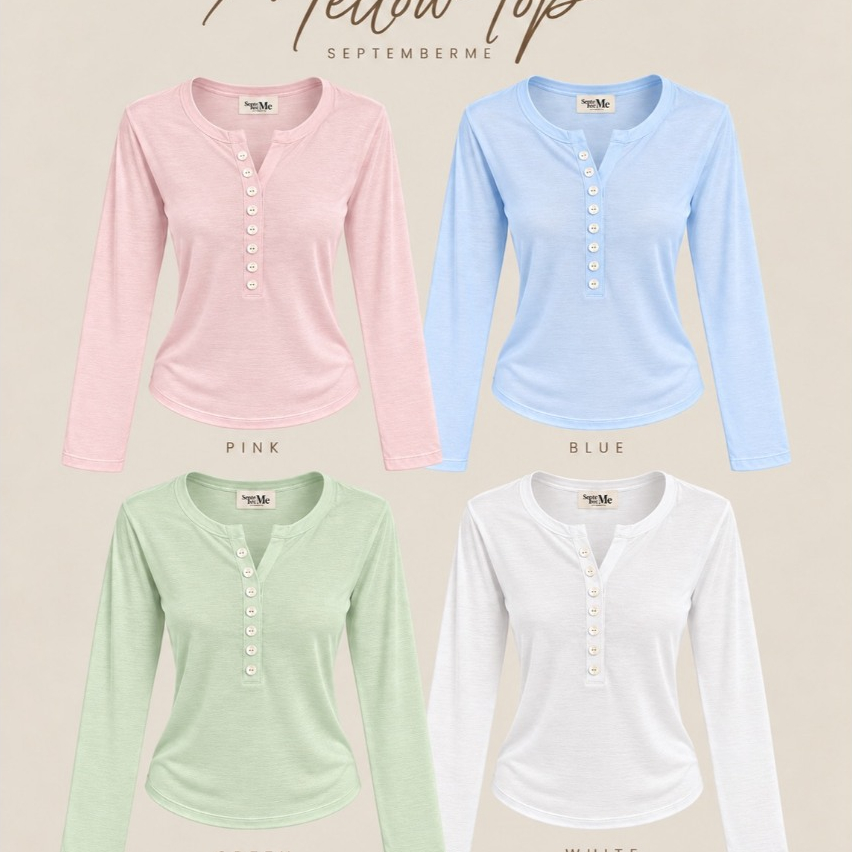 SEPTEMBER ME - Mellow Top เสื้อแขนยาวทรง Henley รูปที่ 7
