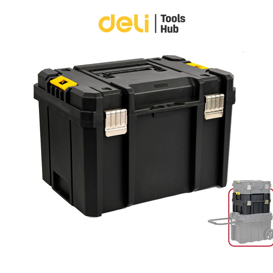 Deli กล่องเก็บอุปกรณ์ กล่องเครื่องมือ อเนกประสงค์ กันกระแทก วางซ้อนต่อกันได้ Stack Tool Box