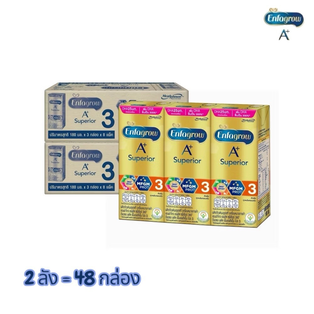 Enfagrow UHT Superior เอนฟาโกร ยูเอชที ซุพีเรียร์ สูตร3 (24 กล่อง) x2ลัง