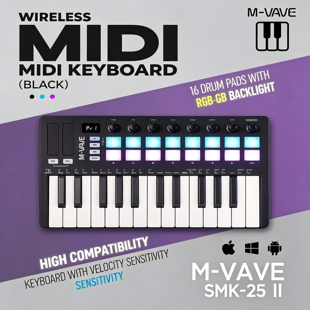 M-VAVE SMK-25 II 16 Pads Midi Controller Keyboard คีย์บอร์ด