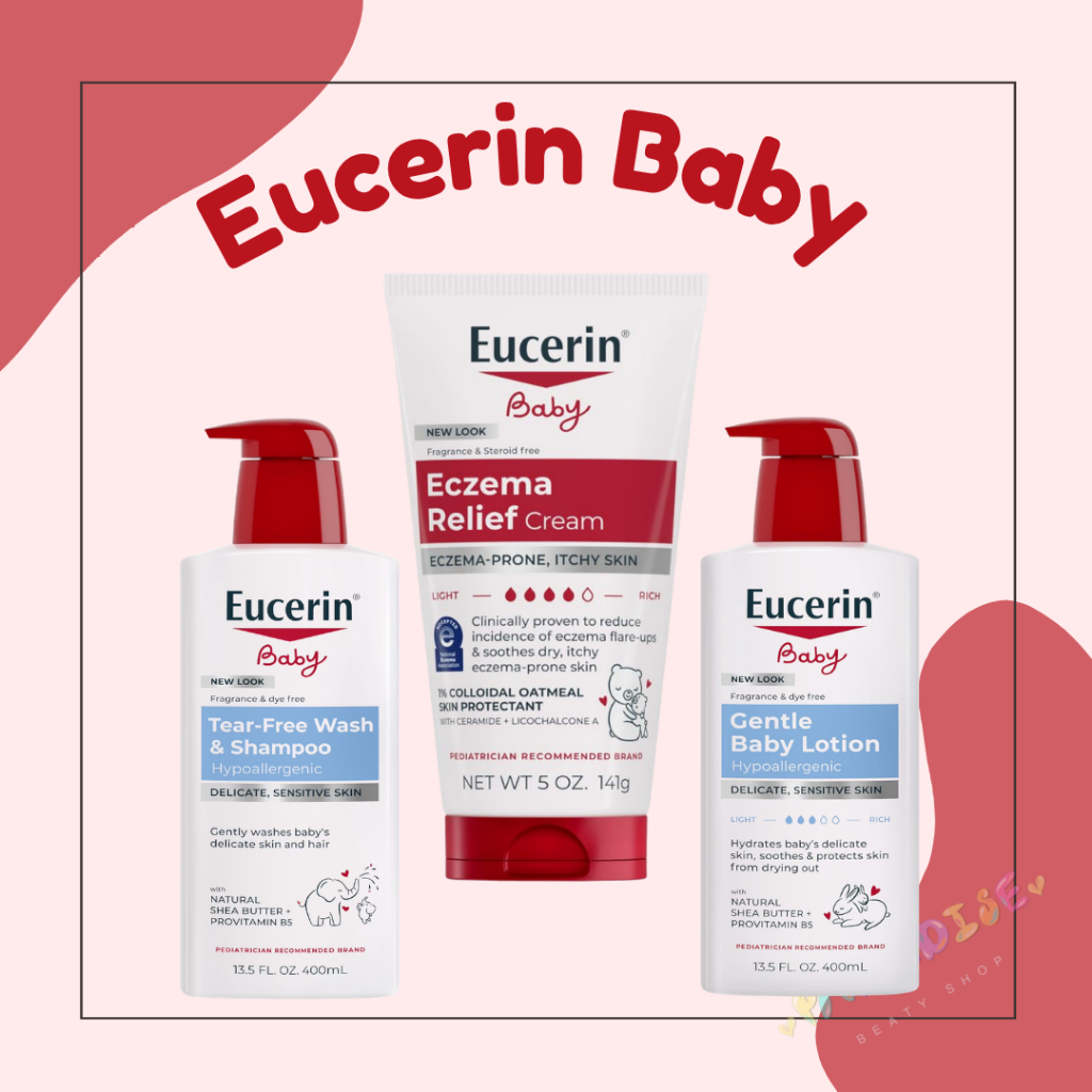 (พร้อมส่ง) Eucerin Baby Eczema Relief Flare-Up Treatment, Cream, Wash, Lotion ลดผื่น ลดคัน ภูมิแพ้ผิวหนัง 🔥