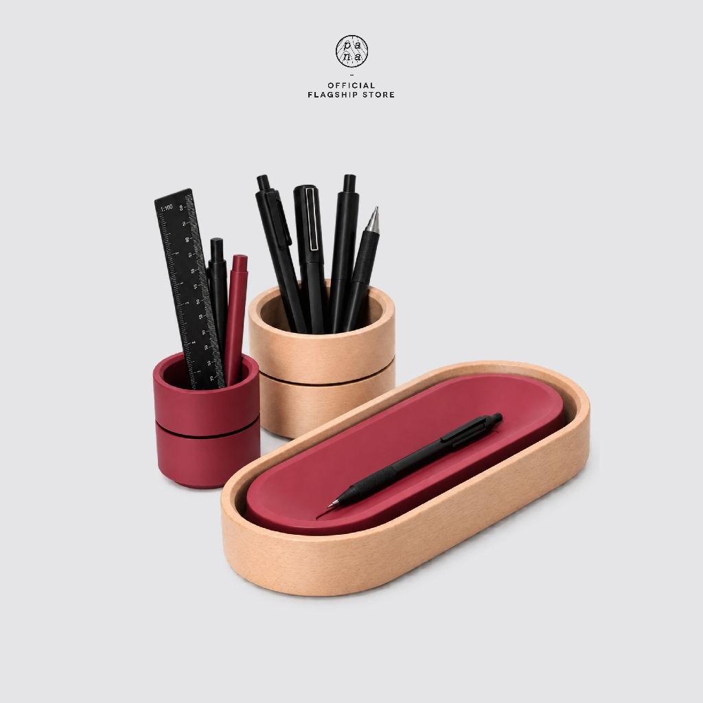 BRIAN I Beech Wooden Desk Organizer