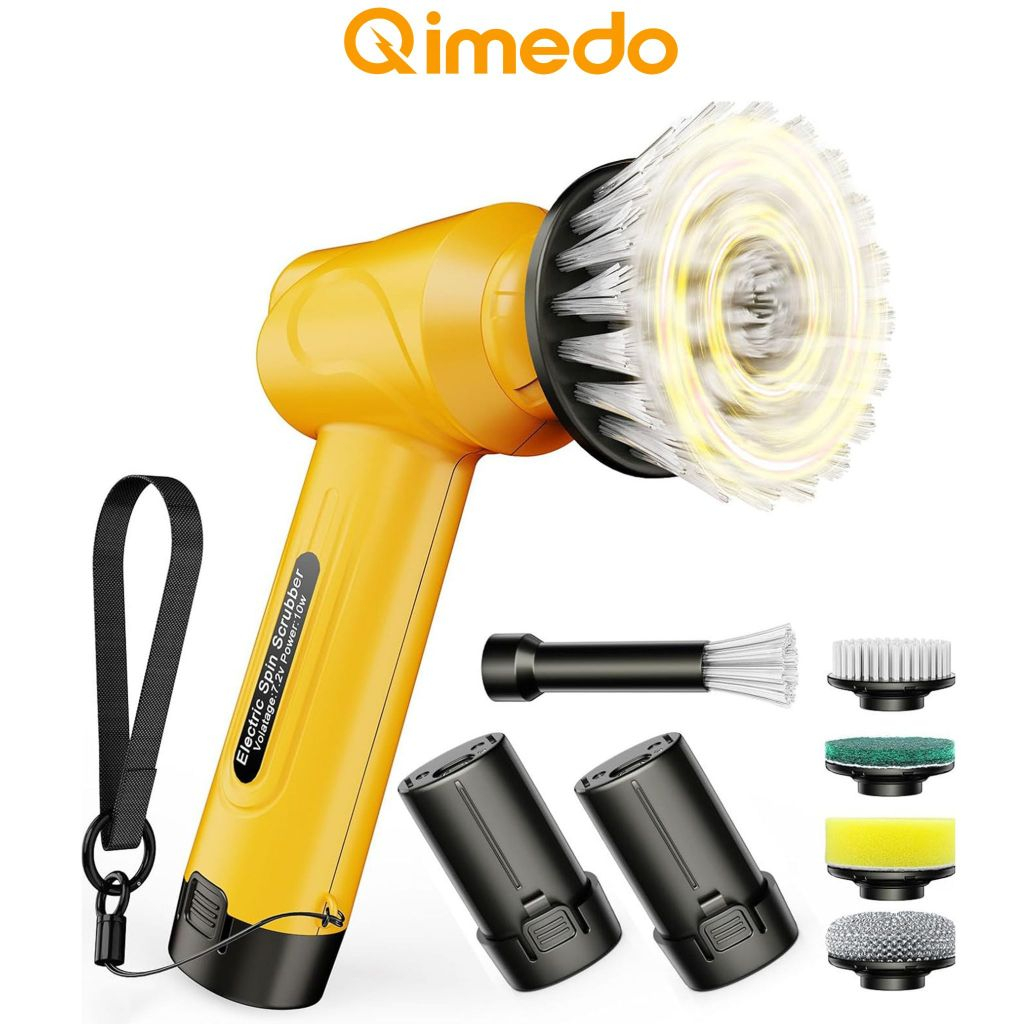 Qimedo แปรงขัดห้องน้ำไฟฟ้า 5000mAh ชาร์จได้ 360องศา อัตโนมัติ ไร้สาย ขัดกระเบื้อง-อ่าง-ฝักบัว-คราบหินปูน ปรับความเร็ว