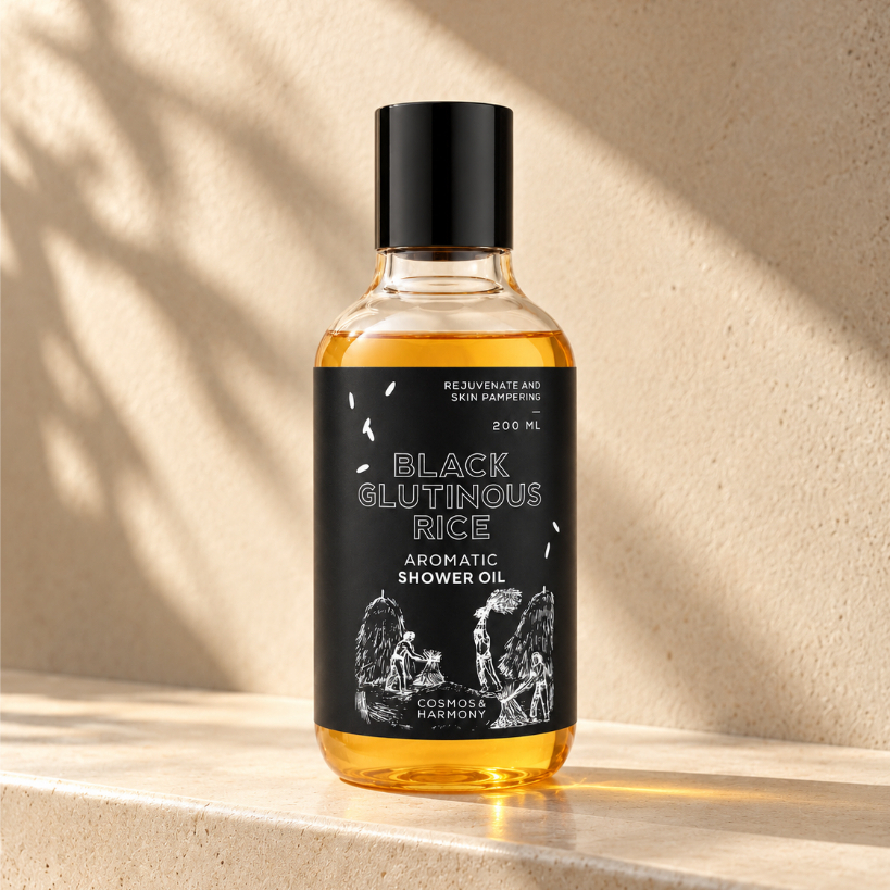 Cosmos & Harmony Black Glutinous Rice Aromatic Shower oil ออยล์อาบน้ำ สารสกัดข้าวเหนียวดำ สำหรับผิวแ