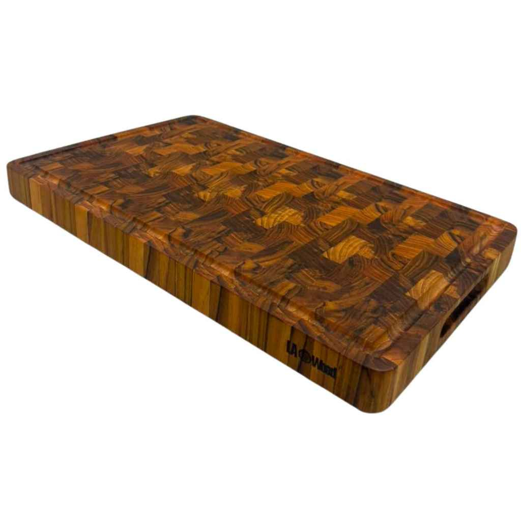 เขียงไม้สักเอนเกรน LAO WOOD รุ่น CB08-1L(ขนาดใหญ่ แบบร่อง)