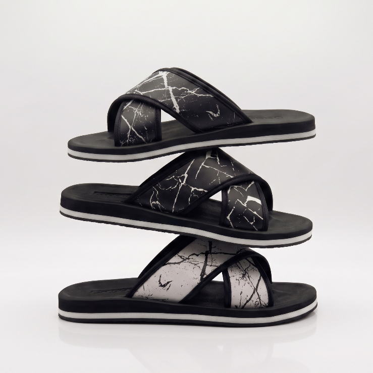 gpatt VEIN รองเท้าแตะสายไขว้ Cross Strap ลายหินอ่อน พื้นนุ่ม น้ำหนักเบา ใส่สบาย สำหรับผู้หญิงและผู้ช