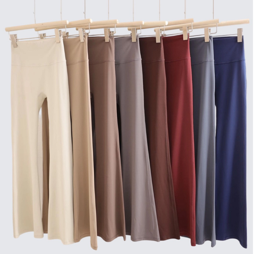 NYZ กางเกงโยคะขาบาน เอวสูง เก็บก้น ใส่ออกกำลังกาย พิลาทิส ผ้ายืด S-XL