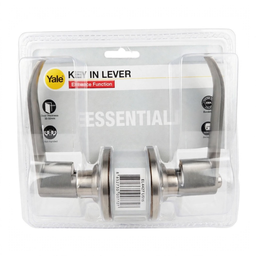 Yale มือจับก้านโยก ห้องทั่วไป รุ่น Essential EL4427US15 สีนิกเกิลด้าน ลูกบิดก้านโยก