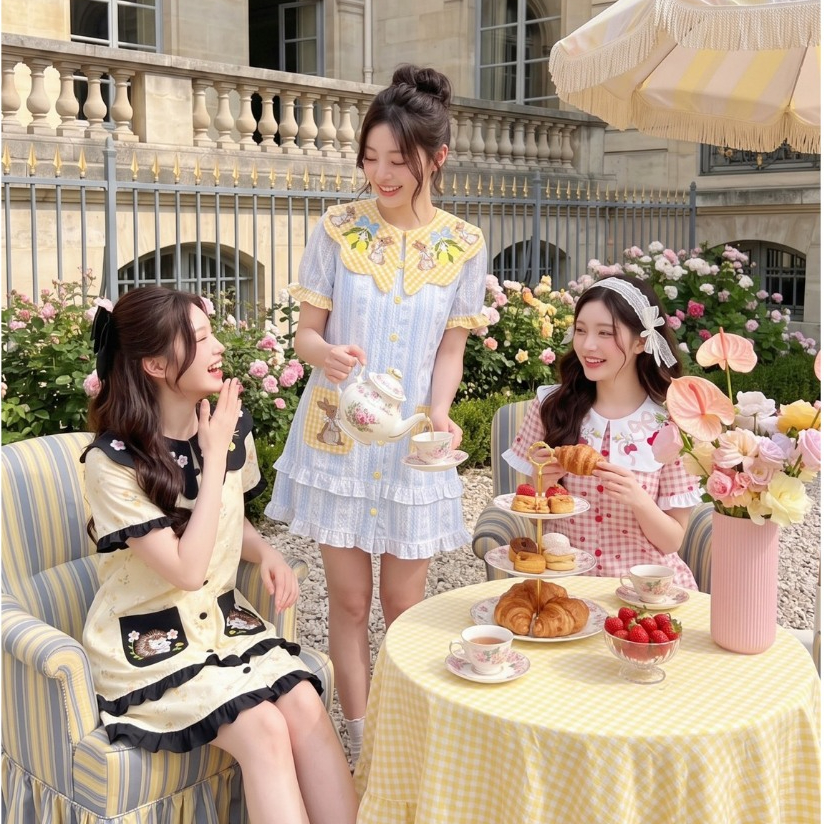 (มีถึง3XL) Maria Diamond มี 3 สี Korea Love Dress เดรสทรงปล่อยผ้าคอตตอนปกงานปัก มีกระเป๋าหน้า แต่งกระดุม ซิปหลัง มีซับใน