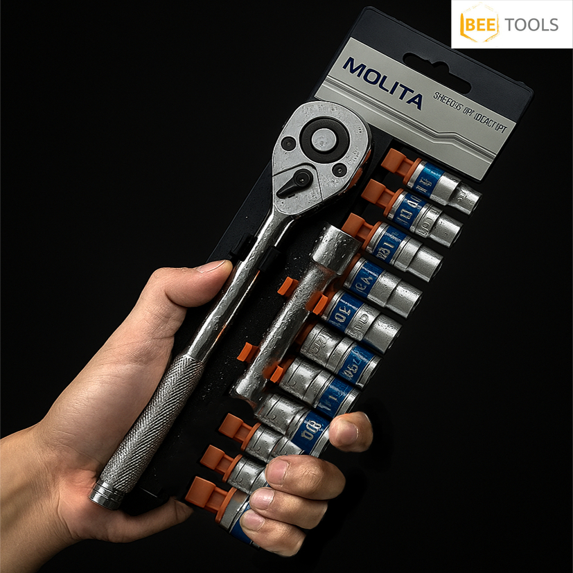 MOLITA TOOLS ชุดเครื่องมือ ประแจ ชุดบล็อก 12 ชิ้น ขนาด 1/2 (4หุน)